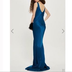 Topshop blue satin fishtail gown